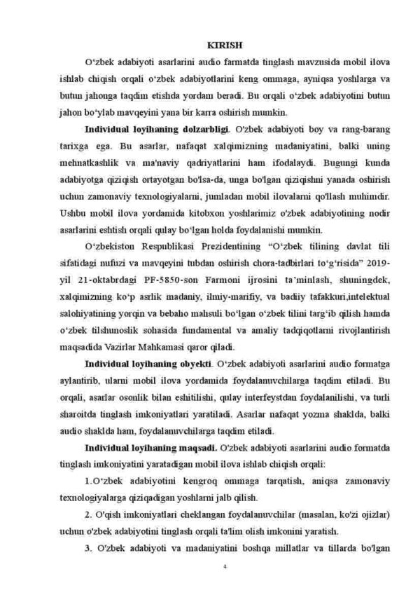 O'zbek adabiyoti asarlarini audio formatda tinglash imkoniyatini yaratuvchi mobil ilova ishlab chiqish - Image 4