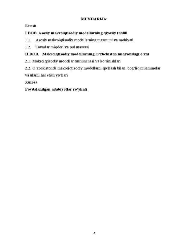 Asosiy makroiqtisodiy modellarning qiyosiy tahlili - Image 2