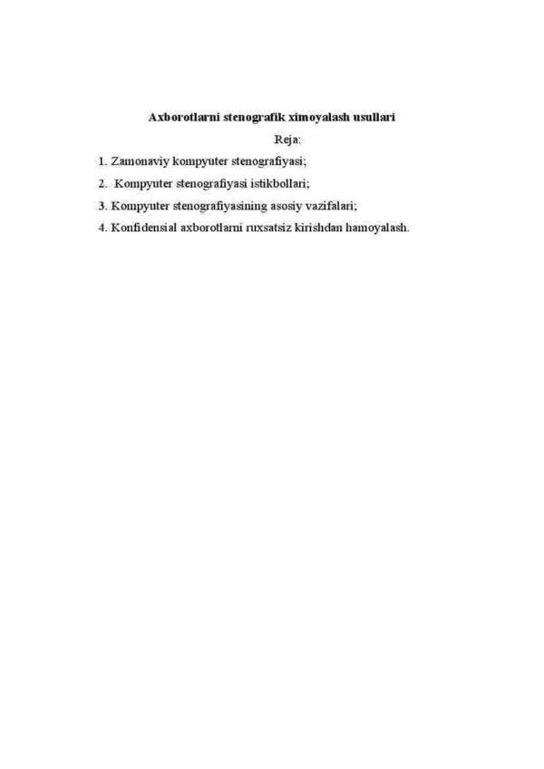 Axborotlarni stenografik ximoyalash usullari