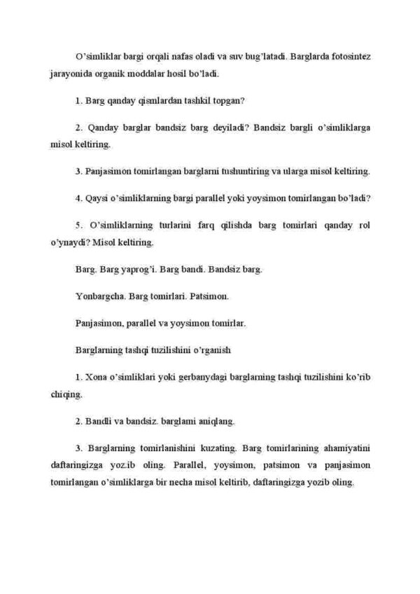 Barglarning tashqi tuzilishi - Image 4