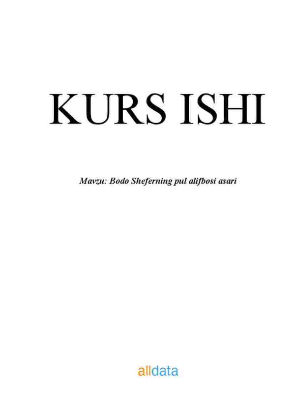 Bodo Sheferning pul alifbosi asari