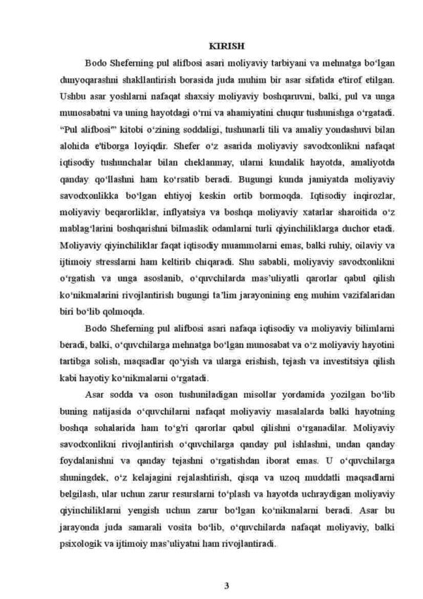 Bodo Sheferning "Pul alifbosi" asaridagi moliyaviy tarbiyaning ahamiyati - Image 3