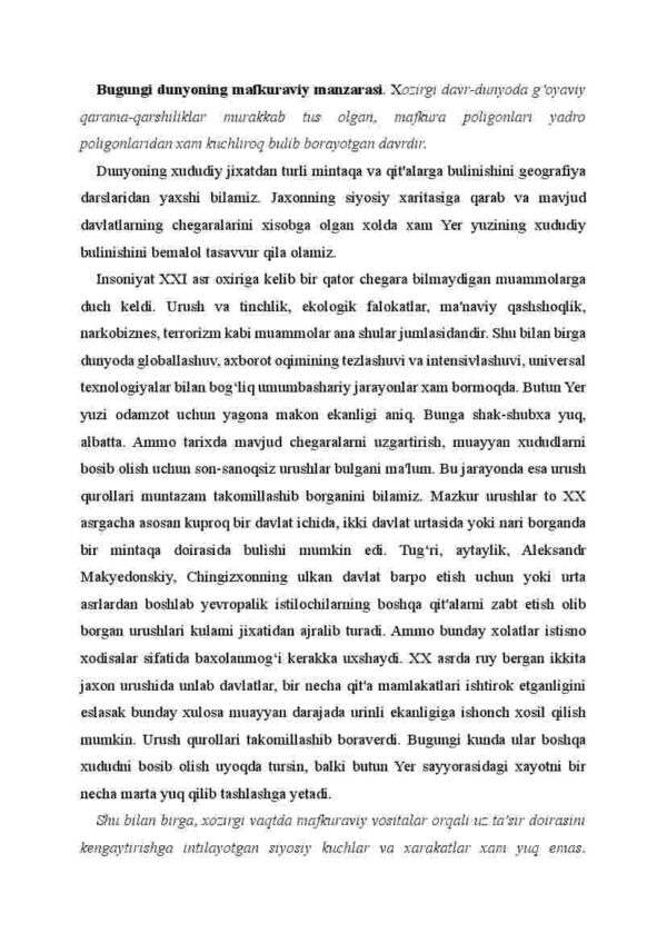 Bugungi dunyoning mafkuraviy manzarasi va globallashuv jarayonlari - Image 2