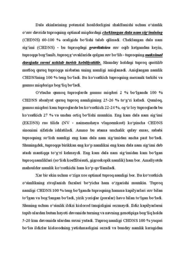 Dala ekinlarining optimal namlik bilan ta'minlanishi ekinzorda o‘simlikning fotosintez faoliyati - Image 2