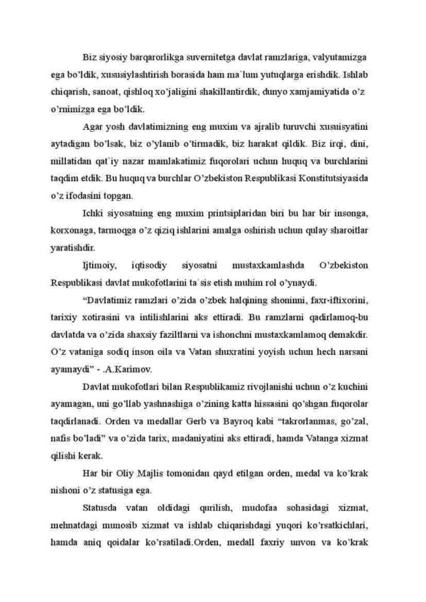 Davlat mukofotlari, faxriy unvonlar va ko’krak nishonlari - Image 2