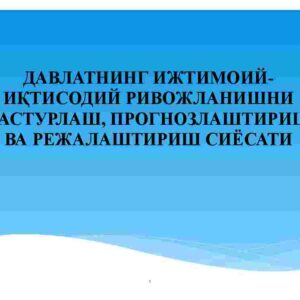 Davlatning ijtimoiy-iqtisodiy rivojlanishni dasturlash, prognozlashtirish va rejalashtirish siyosati