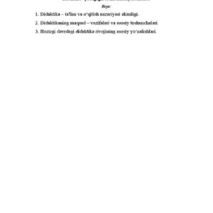 Didaktika - pedagogik ta'lim nazariyasi sifatida