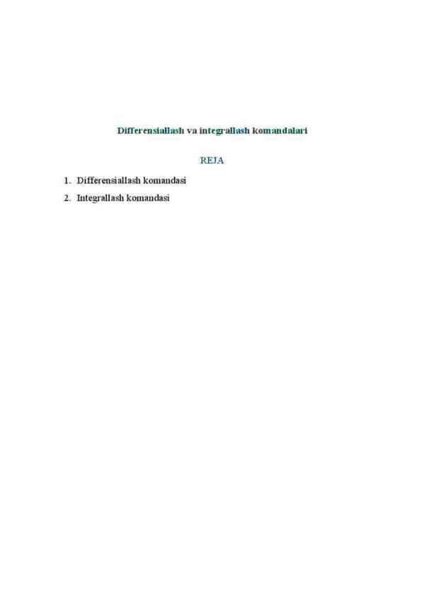 Differensiallash va integrallash komandalari