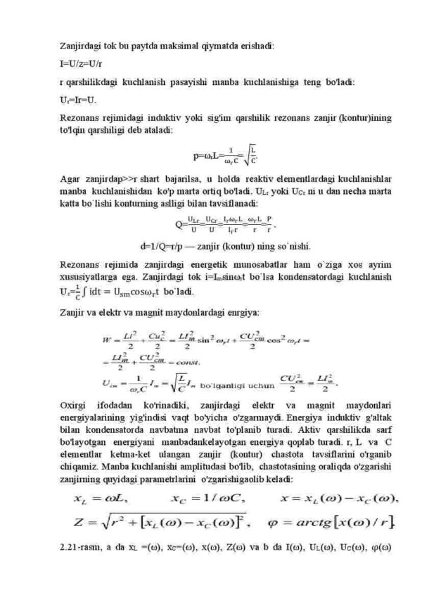 Elektr zanjirlarida rezonans. Kuchlanish rezonansi - Image 3