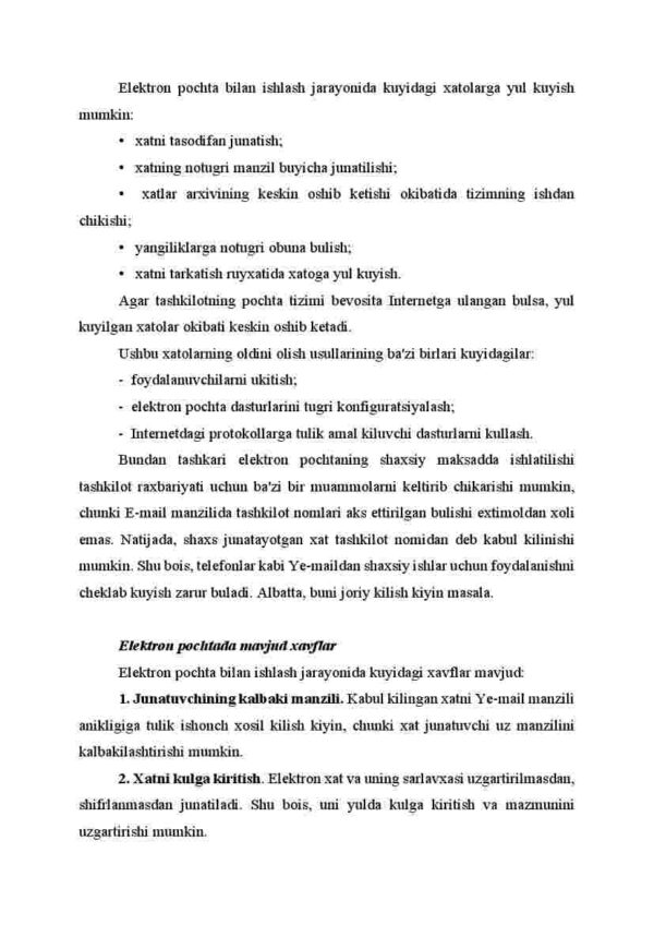 Elektron pochtada axborotlarga nisbatan mavjud xavf-xatarlar va ulardan ximoyalanish asoslari - Image 4