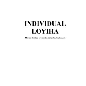 Eshikni avtomatlashrtirishni loyihalash