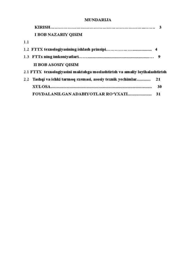 Qo'shko'pir tumani 21-sonli umumiy o'rta ta’lim maktabini FTTX texnologiyasi asosida optik internet bilan ta’minlash - Image 2