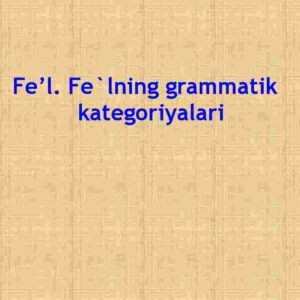 Fe'l. Fe'lning grammatik kategoriyalari
