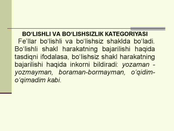 Fe'l. Fe'lning grammatik kategoriyalari - Image 3