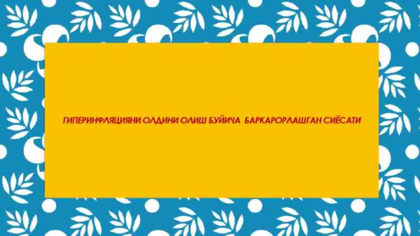 Giperinflyatsiyani oldini olish bo'yicha barqarorlashgan siyosati