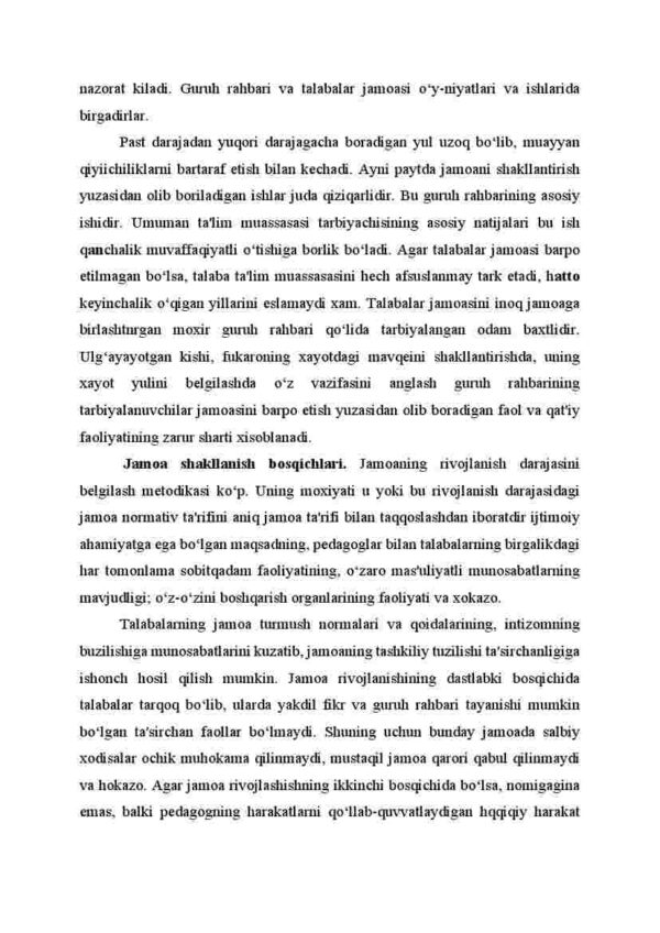 Guruh rahbarining shaxs va jamoani o'rganishi va tarbiyaviy ishlarni tashkilliashtirishi yo'llari va usullari - Image 3