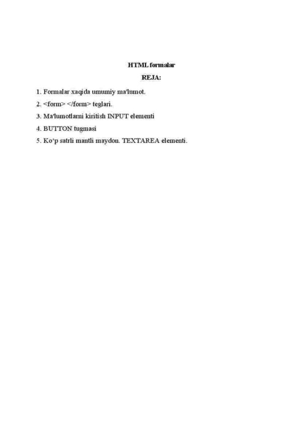HTML formalar