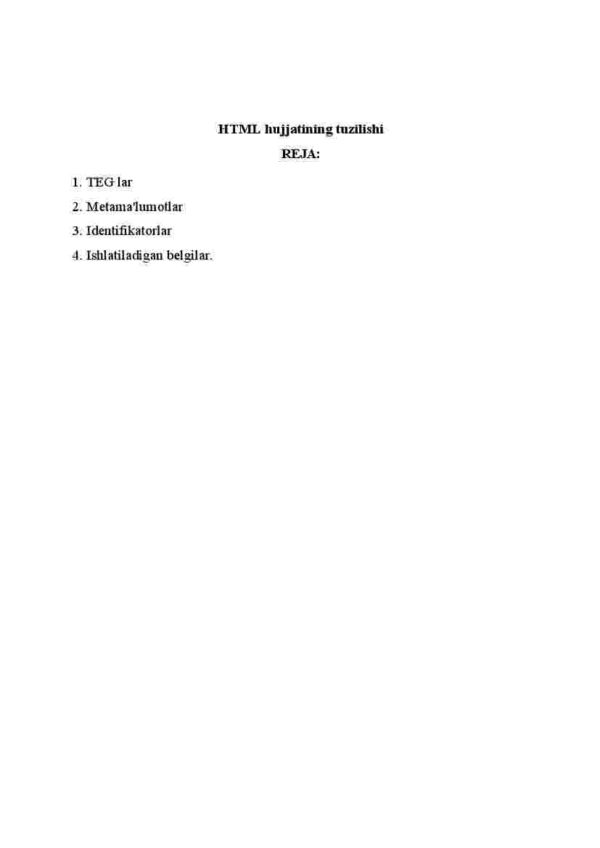 HTML hujjatining tuzilishi