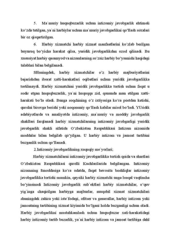 Harbiy xizmatchilar va harbiy o'quv yiginlarga chaqirilganlarning huquqiy javobgarligi - Image 4