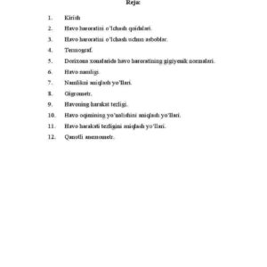 Havoning fizik xususiyatlarining gigiyenik bahosi