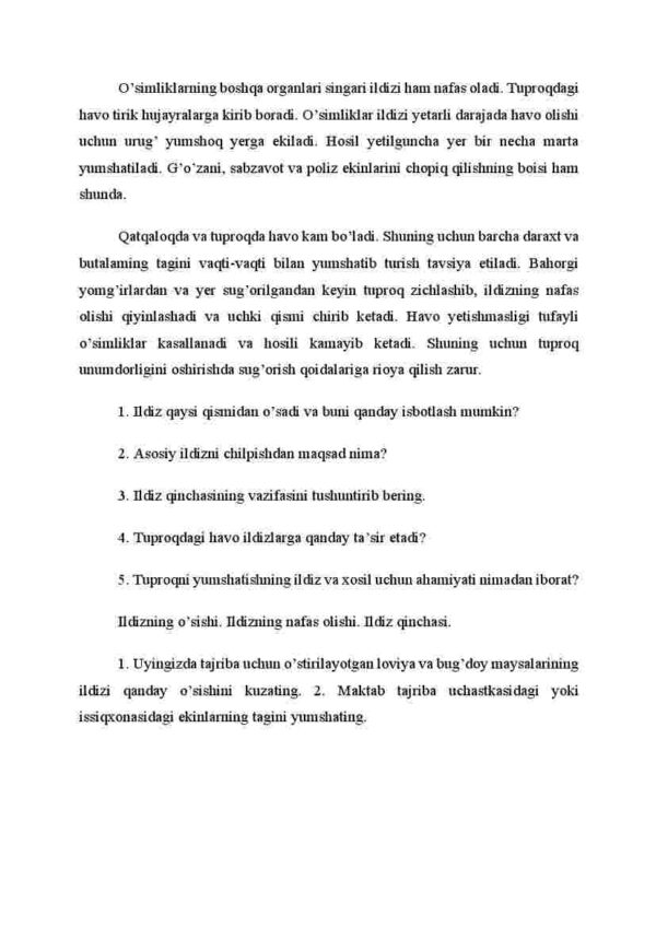 Ildizning o'sishi va nafas olishi - Image 3