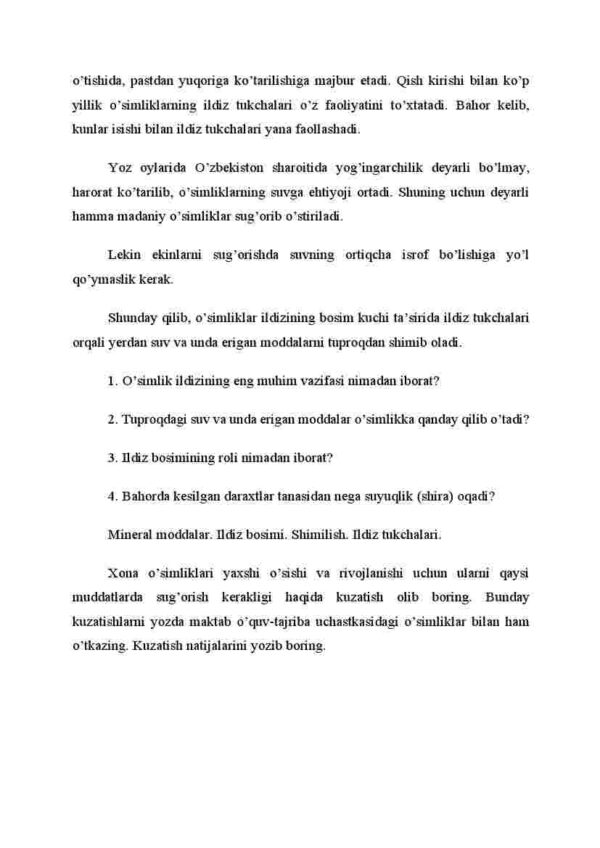 Ildizning tuproqdan suv va mineral moddalarni shimishi - Image 3
