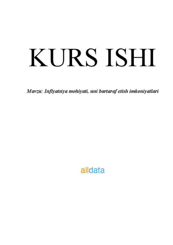 Inflyatsiya mohiyati, uni bartaraf etish imkoniyatlari