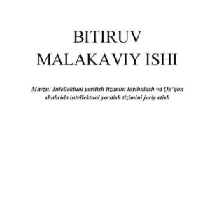 Intellektual yoritish tizimini loyihalash va Qo'qon shahrida intellektual yoritish tizimini joriy etish
