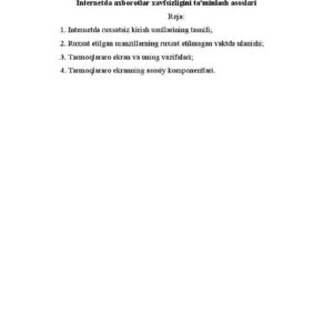 Internetda axborotlar xavfsizligini ta'minlash asoslari