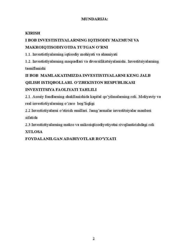 Investistiyalarning iqtisodiy mazmuni, turlari va ularning hajmiga ta’sir etuvchi omillar - Image 2