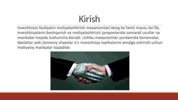 Investitsion faoliyatni moliyalashtirish mexanizmlari - Image 2