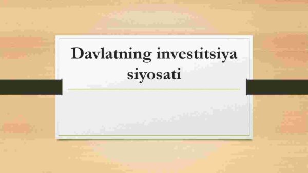 Davlatning investitsiya siyosati