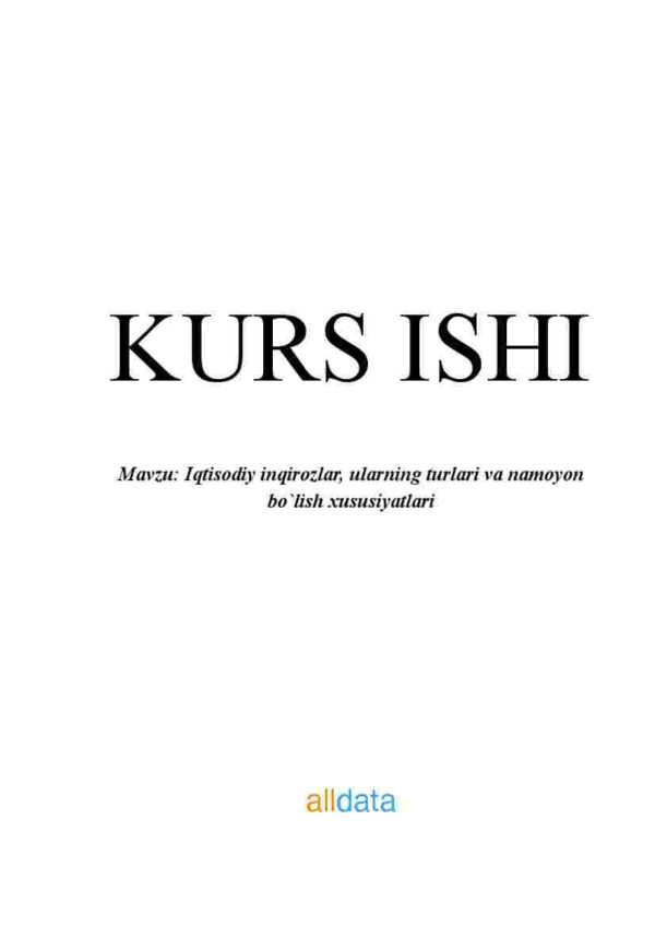 Iqtisodiy inqirozlar, ularning turlari va namoyon bo'lish xususiyatlari