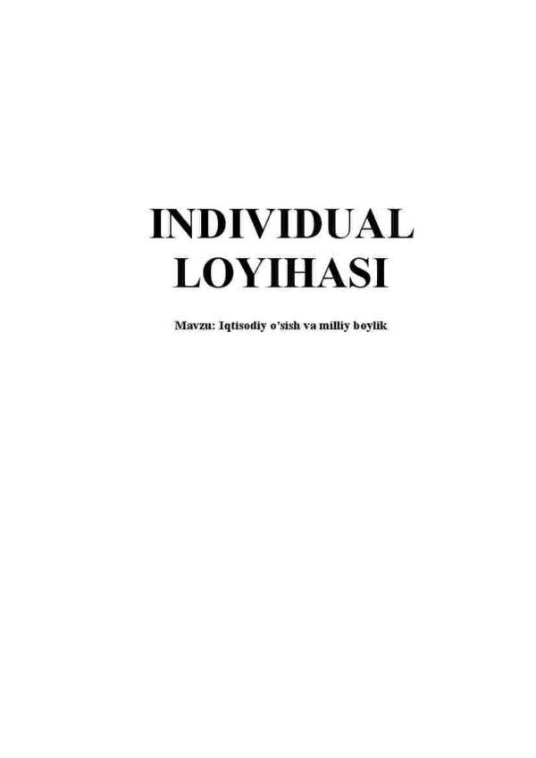 Iqtisodiy o'sish va milliy boylik