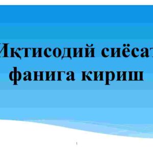 Iqtisodiy siyosat faniga kirish