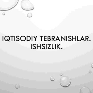 Iqtisodiy tebranishlar. Ishsizlik.