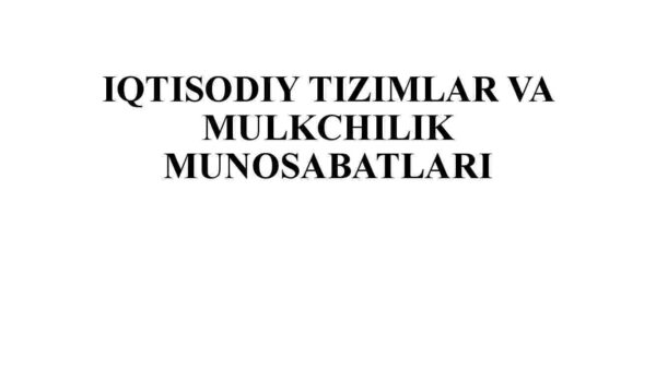 Iqtisodiy tizimlar va mulkchilik munosabatlari
