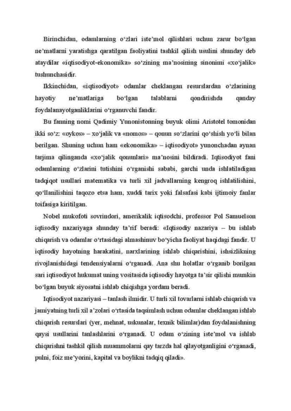 Iqtisodiyot asoslari fani predmeti vazifasi va ahamiyati - Image 2