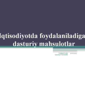 Iqtisodiyotda foydalaniladigan dasturiy mahsulotlar