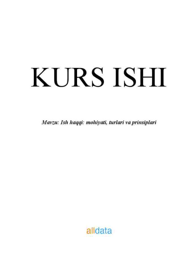 Ish haqqi: mohiyati, turlari va prinsiplari