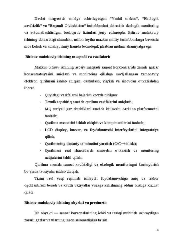 Ishlab chiqarish korxonalari hududlarida zaharli gazlar konsentratsiyasini aniqlovchi elektron qurilmani tadqiq qilish - Image 4