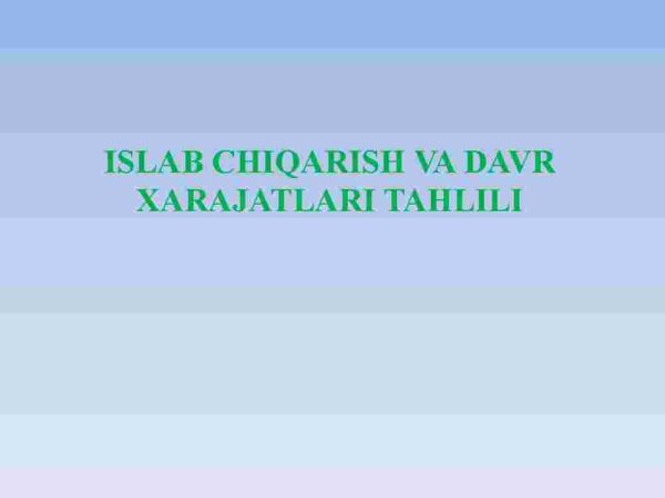 Ishlab chiqarish va davr xarajatlari tahlili