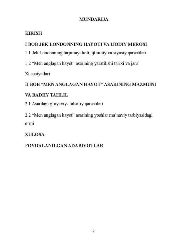 Jak Londonning "Men anglagan hayot" asarida hayot haqida qarashlar tasviri - Image 2