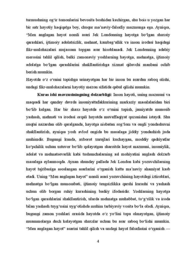 Jak Londonning "Men anglagan hayot" asarida hayot haqida qarashlar tasviri - Image 4