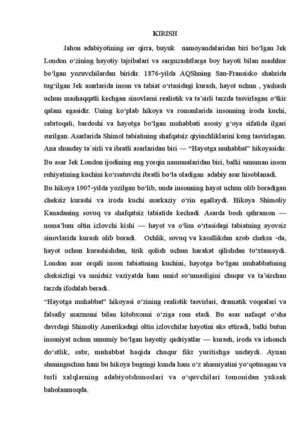 Jek London "Hayotga muhabbat" asari, tabiat va inson o‘rtasidagi kurash - Image 3