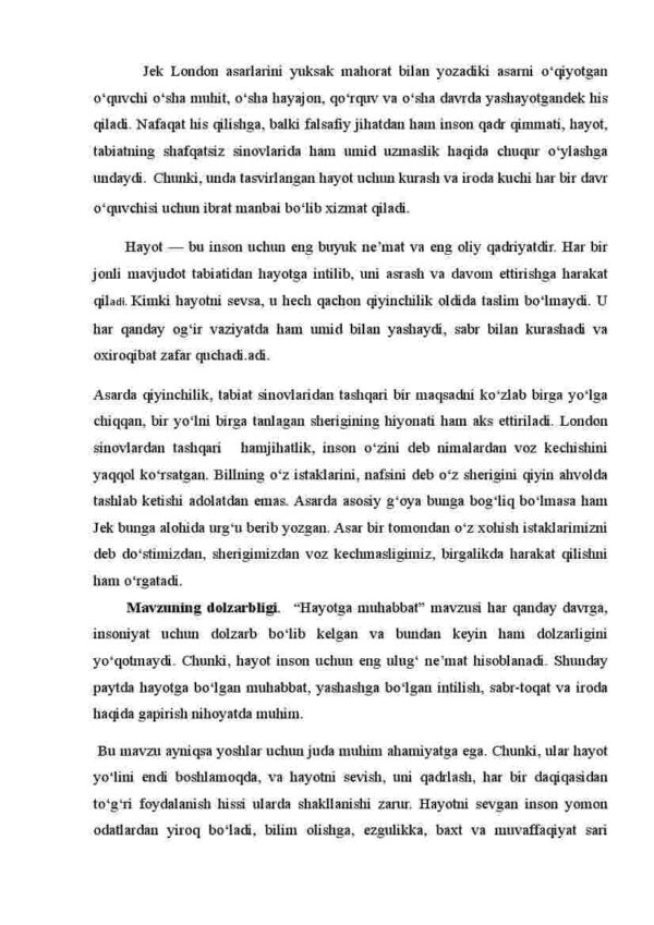 Jek London "Hayotga muhabbat" asari, tabiat va inson o‘rtasidagi kurash - Image 4