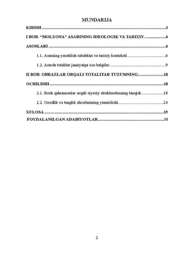 Jorj Oruell "Molxona" asarida totalitar jamiyat tasvirlanishi - Image 2