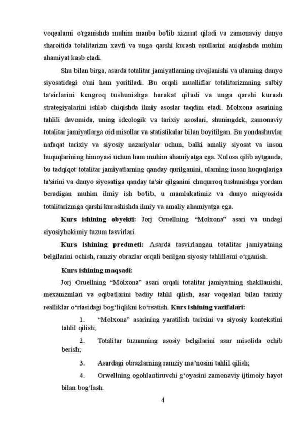 Jorj Oruell "Molxona" asarida totalitar jamiyat tasvirlanishi - Image 4