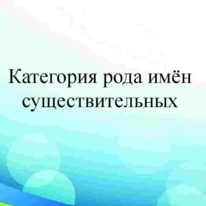 Категория рода имён существительных