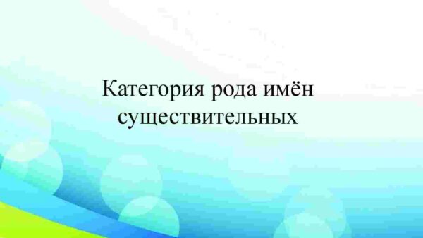 Категория рода имён существительных
